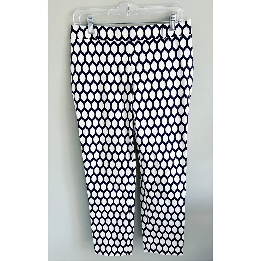 Kate Spade Jackie Lemon 🍋 print navy/white cropped pants sz 4 NWOT
